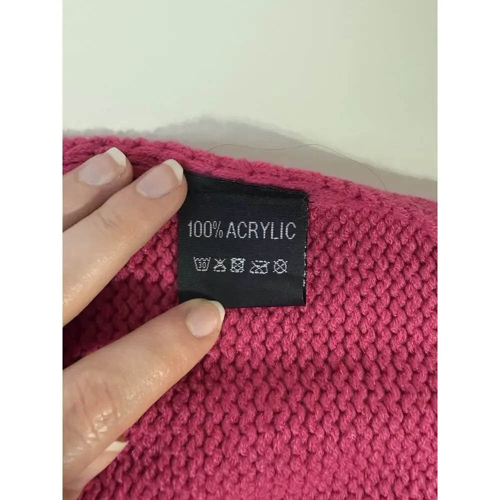 Riverton Wrap Versatile Cover-Up Bright Pink Bold Colorful Artsy‎ Knit Cardigan
